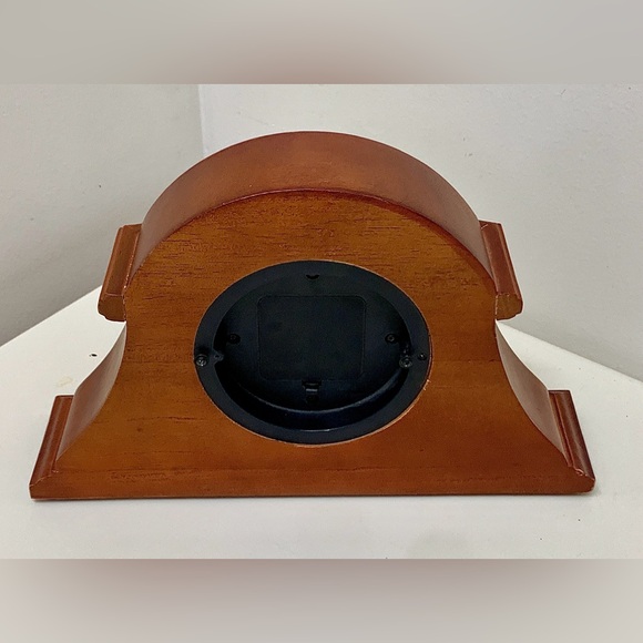 Vtg Brownstone Gold Tone Metal Hardwood Quartz Analog Mantle Clock - Picture 11 of 16